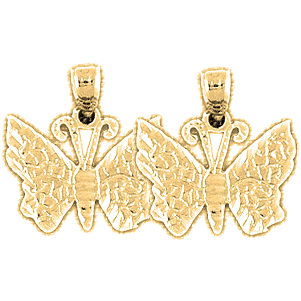 Yellow Gold-plated Silver 17mm Butterflies Earrings