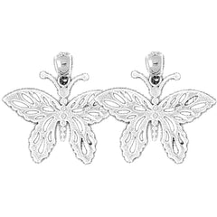 14K or 18K Gold 23mm Butterflies Earrings