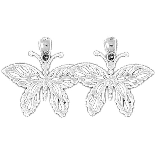 Sterling Silver 23mm Butterflies Earrings