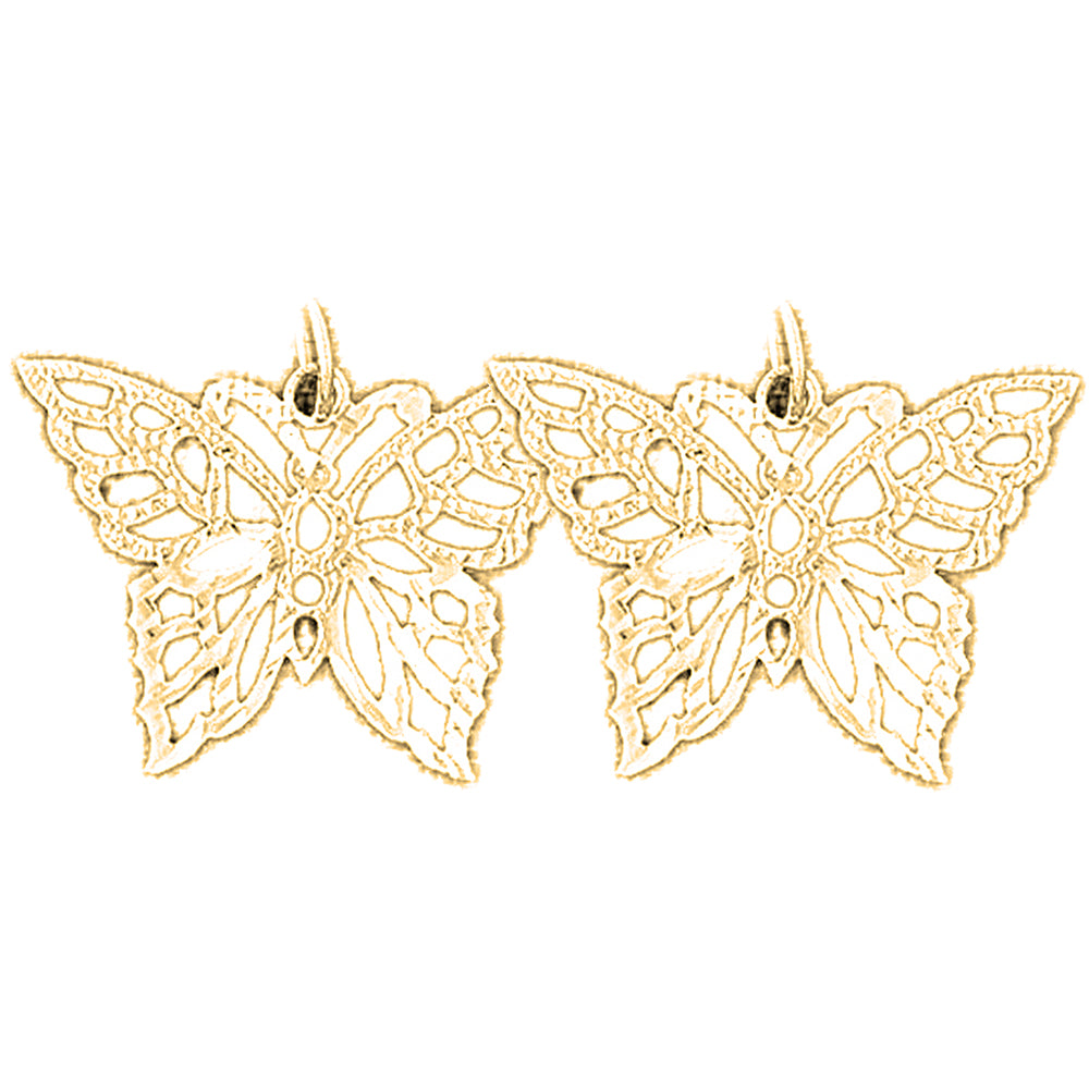 Yellow Gold-plated Silver 20mm Butterflies Earrings