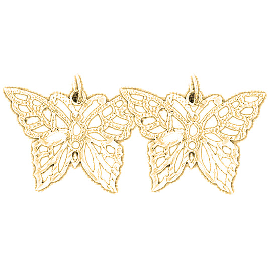 14K or 18K Gold 20mm Butterflies Earrings