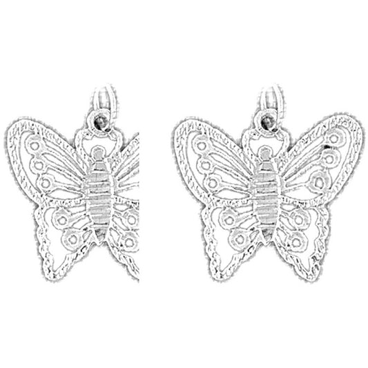Sterling Silver 21mm Butterflies Earrings