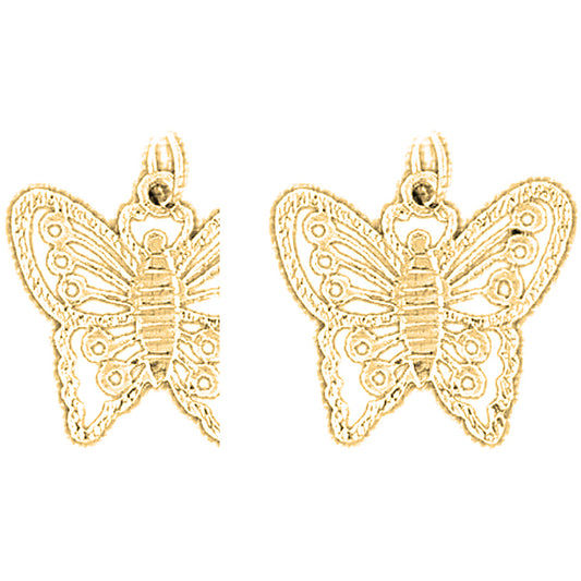 Yellow Gold-plated Silver 21mm Butterflies Earrings