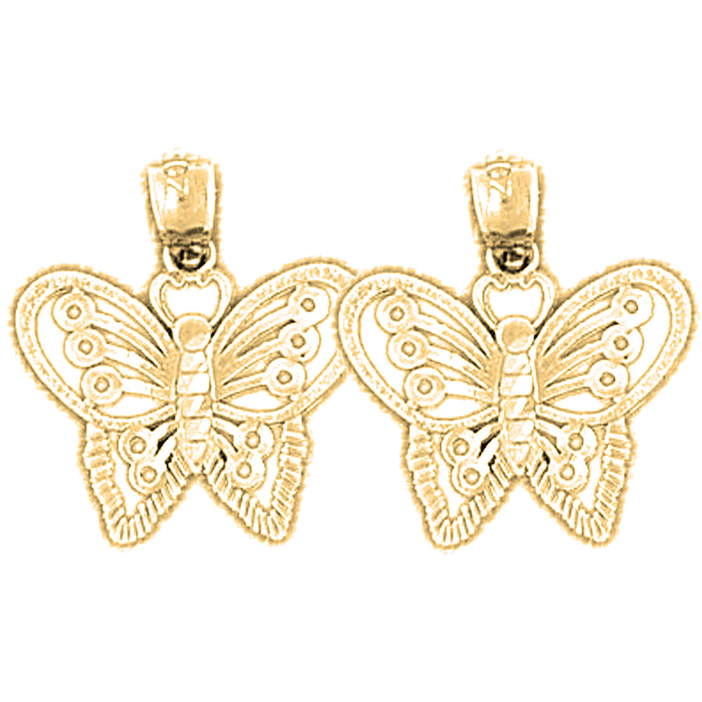Yellow Gold-plated Silver 18mm Butterflies Earrings