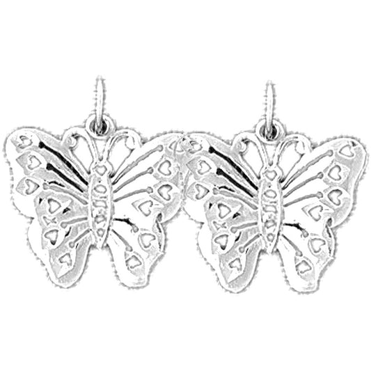 Sterling Silver 18mm Butterflies Earrings