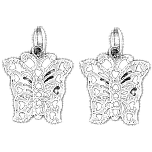 Sterling Silver 18mm Butterflies Earrings