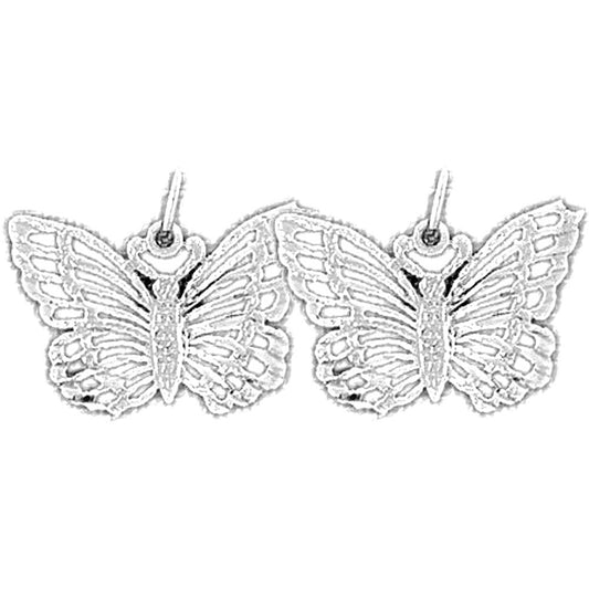 Sterling Silver 16mm Butterflies Earrings