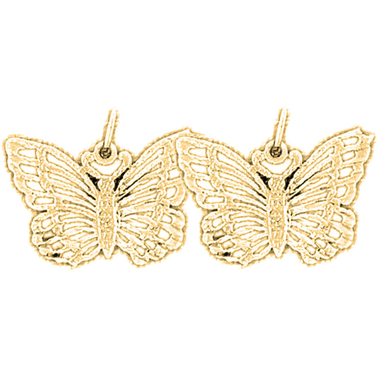 Yellow Gold-plated Silver 16mm Butterflies Earrings