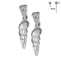 Sterling Silver 15mm Conch Shell Earrings (White or Yellow Gold Plated)