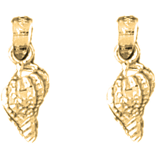 Yellow Gold-plated Silver 15mm Conch Shell Earrings
