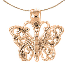 14K or 18K Gold Butterflies Pendant