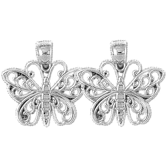 Sterling Silver 20mm Butterflies Earrings