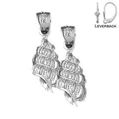 Pendientes de concha de caracola de plata de ley de 20 mm (chapados en oro blanco o amarillo)