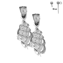 Pendientes de concha de caracola de plata de ley de 20 mm (chapados en oro blanco o amarillo)