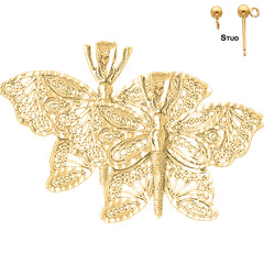 Sterling Silver 29mm Butterfly Earrings (White or Yellow Gold Plated)