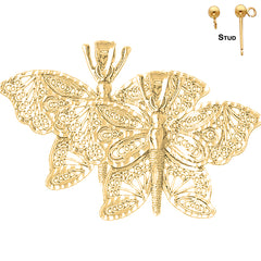 Pendientes de mariposa de 29 mm de oro de 14 quilates o 18 quilates