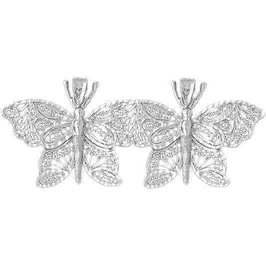 Sterling Silver 29mm Butterfly Earrings