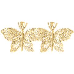 Yellow Gold-plated Silver 29mm Butterfly Earrings