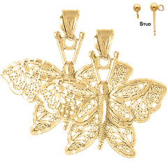 Sterling Silver 30mm Butterfly Earrings (White or Yellow Gold Plated)
