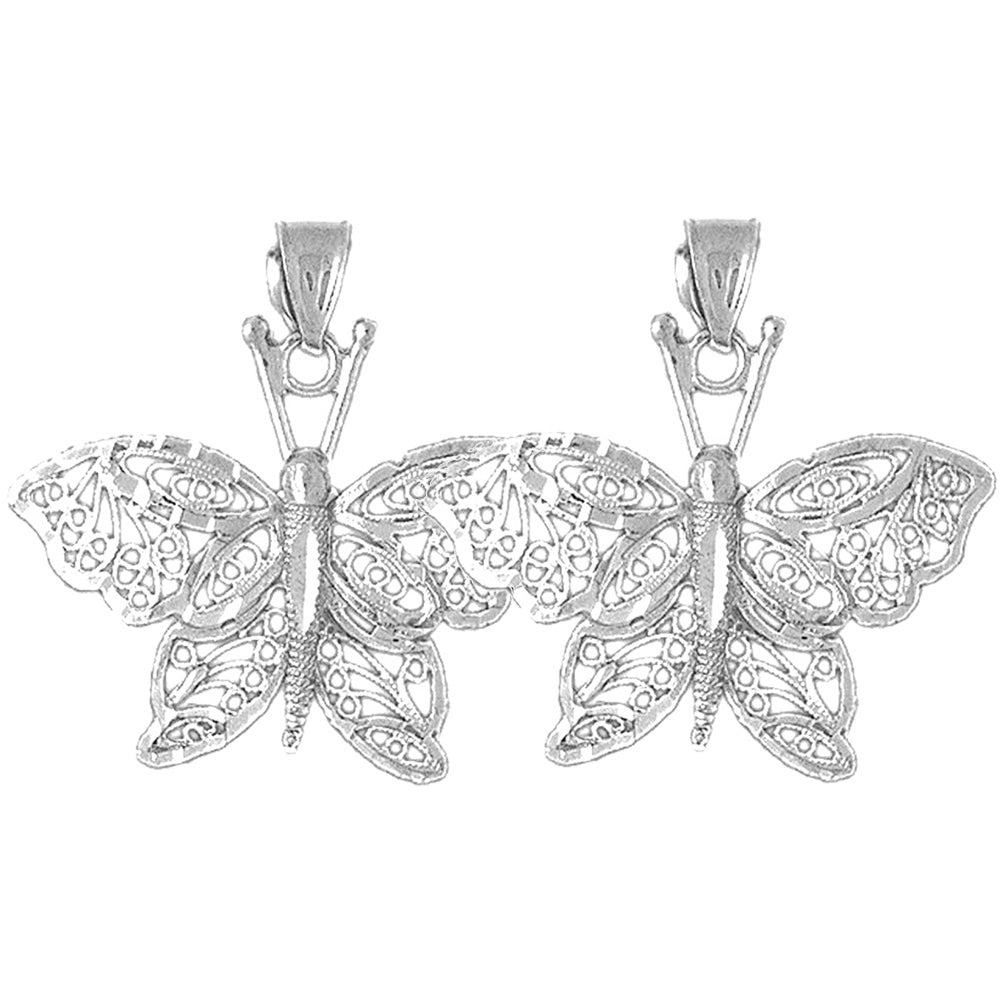 Sterling Silver 30mm Butterfly Earrings