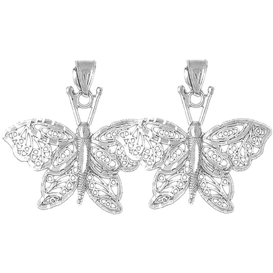 Sterling Silver 30mm Butterfly Earrings