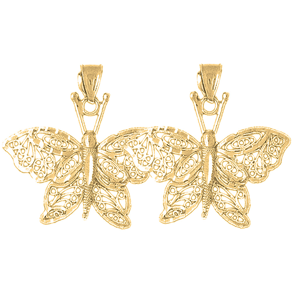 Yellow Gold-plated Silver 30mm Butterfly Earrings