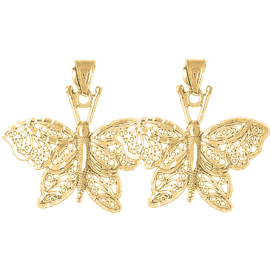 Yellow Gold-plated Silver 30mm Butterfly Earrings