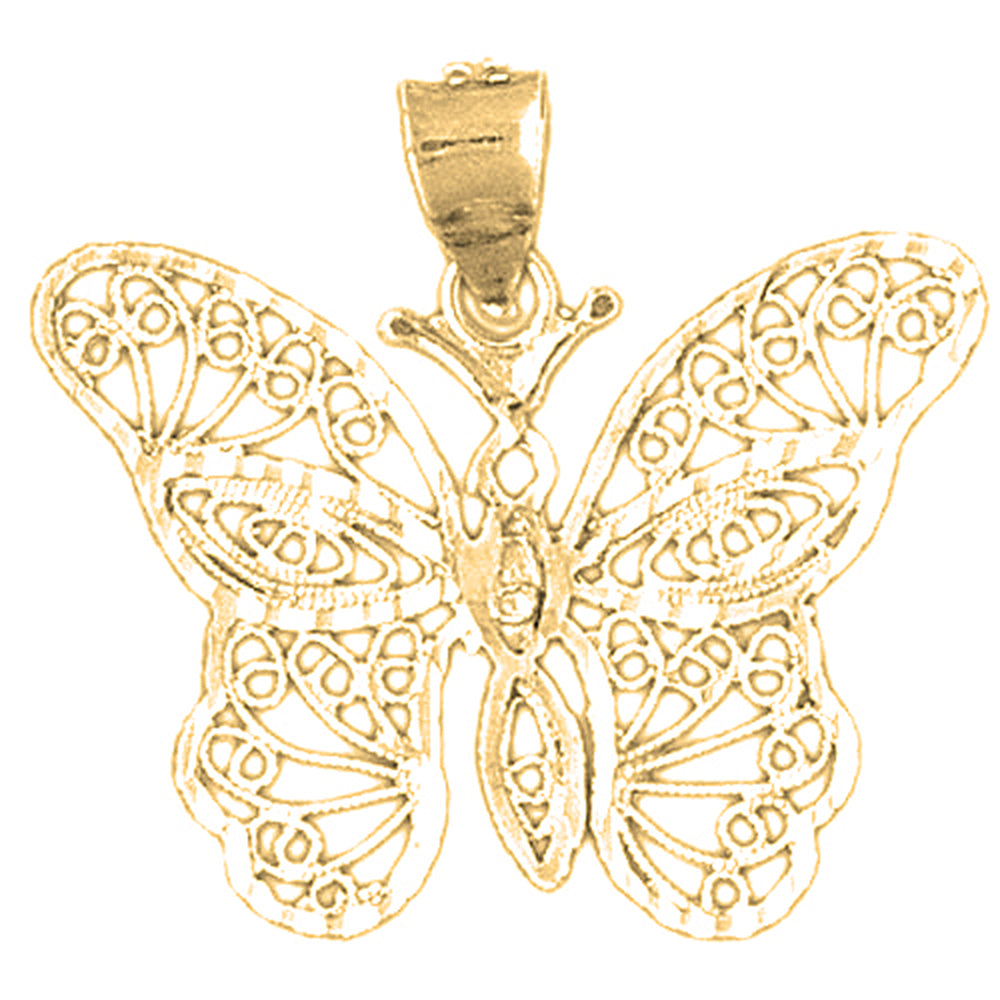 10K, 14K or 18K Gold Butterfly Pendant