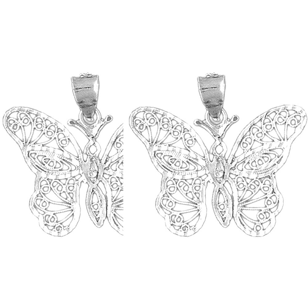 Sterling Silver 26mm Butterfly Earrings