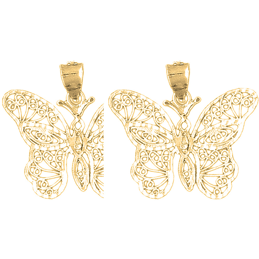 Yellow Gold-plated Silver 26mm Butterfly Earrings