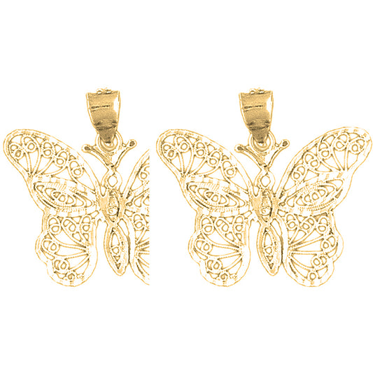 Yellow Gold-plated Silver 26mm Butterfly Earrings