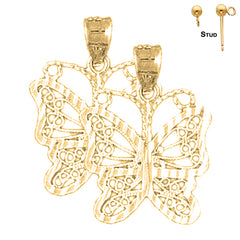 Sterling Silver 23mm Butterfly Earrings (White or Yellow Gold Plated)