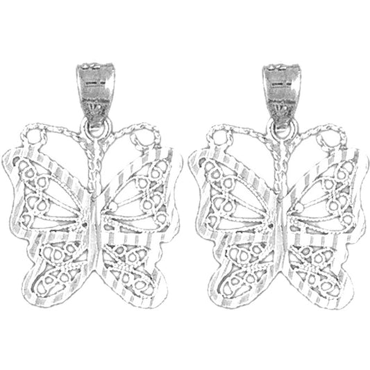 Sterling Silver 23mm Butterfly Earrings