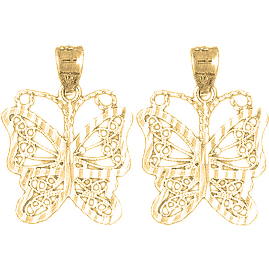 Yellow Gold-plated Silver 23mm Butterfly Earrings