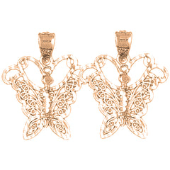 14K or 18K Gold 22mm Butterfly Earrings