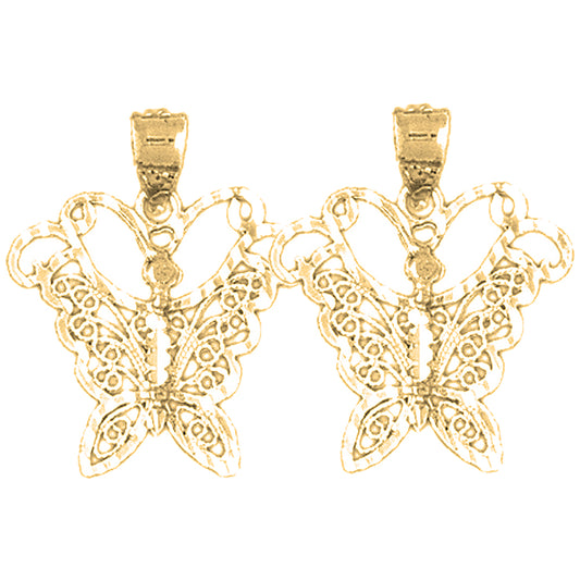 Yellow Gold-plated Silver 22mm Butterfly Earrings