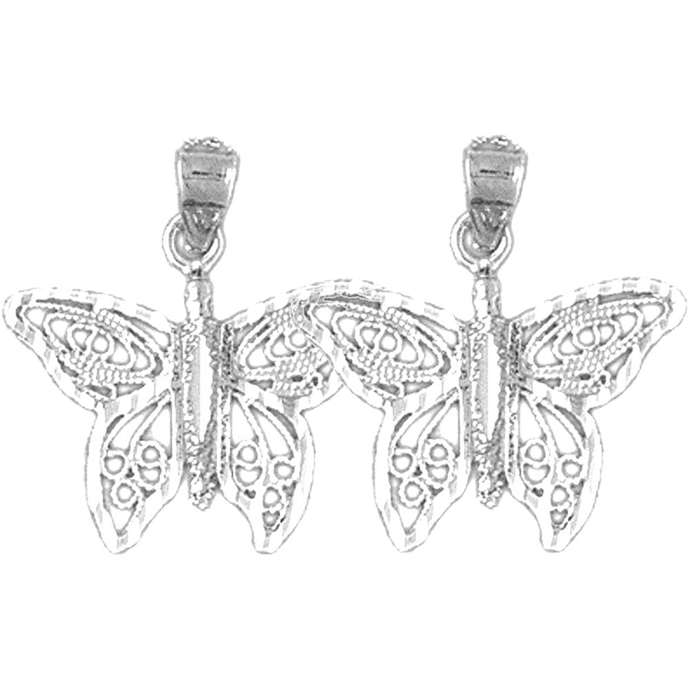 Sterling Silver 20mm Butterfly Earrings