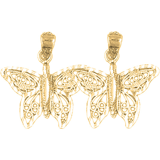 Yellow Gold-plated Silver 20mm Butterfly Earrings