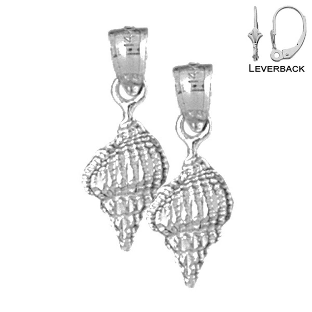 Sterling Silver 20mm Conch Shell Earrings (White or Yellow Gold Plated)