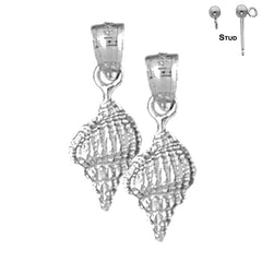 Sterling Silver 20mm Conch Shell Earrings (White or Yellow Gold Plated)