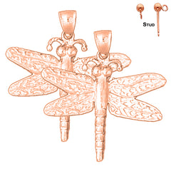 Pendientes de libélula de oro de 14 quilates o 18 quilates de 39 mm