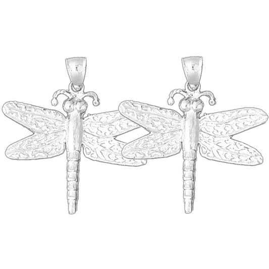 Sterling Silver 39mm Dragonfly Earrings