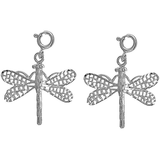 Sterling Silver 28mm Dragonfly Earrings
