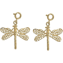 Yellow Gold-plated Silver 28mm Dragonfly Earrings