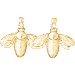 Yellow Gold-plated Silver 30mm Bee Earrings