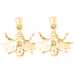 Yellow Gold-plated Silver 17mm Bee Earrings