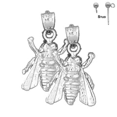 Pendientes de abeja de oro de 14 quilates o 18 quilates de 23 mm