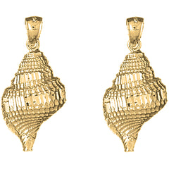 Yellow Gold-plated Silver 34mm Conch Shell Earrings