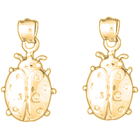 Yellow Gold-plated Silver 19mm Ladybug Earrings
