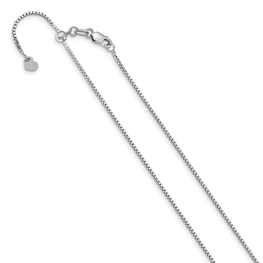 14K White Gold Adjustable 1mm Box Chain